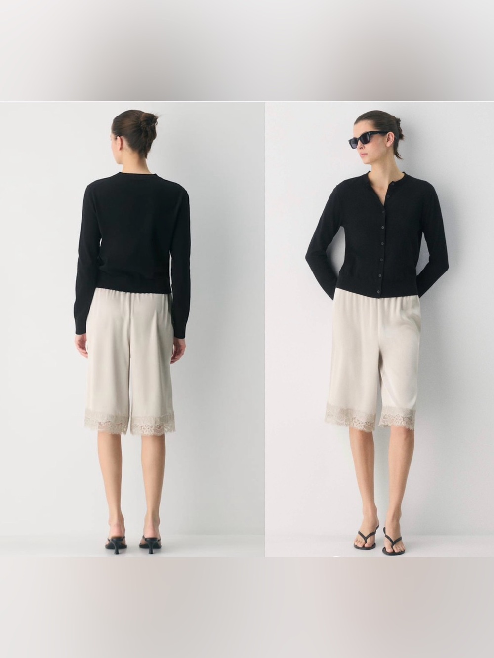 Babaton Noteworthy Crewneck Button Up Cardigan Sz M Black